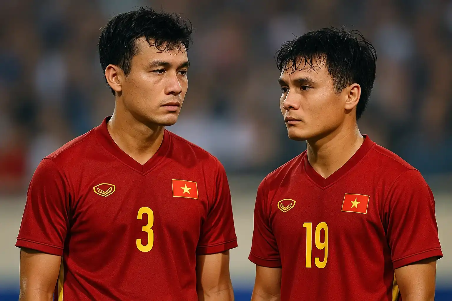 Cầu thủ Việt Nam nhìn nhau trong vô định