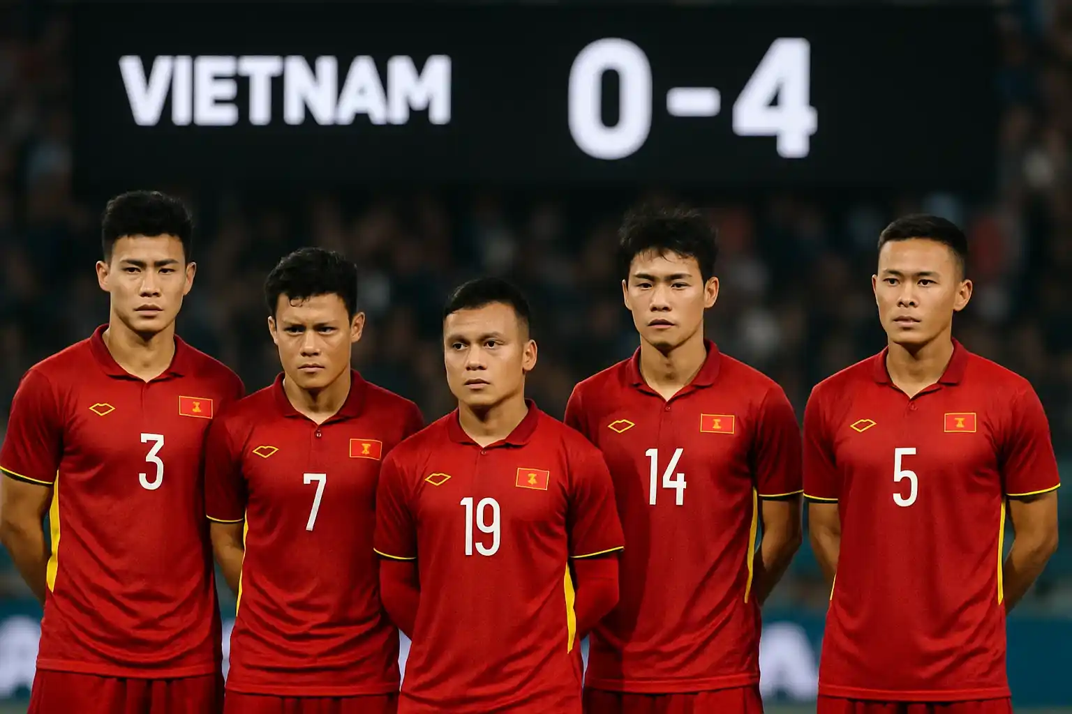 Đội tuyển Việt Nam đứng lặng, không hiểu sao lại thua 0-4