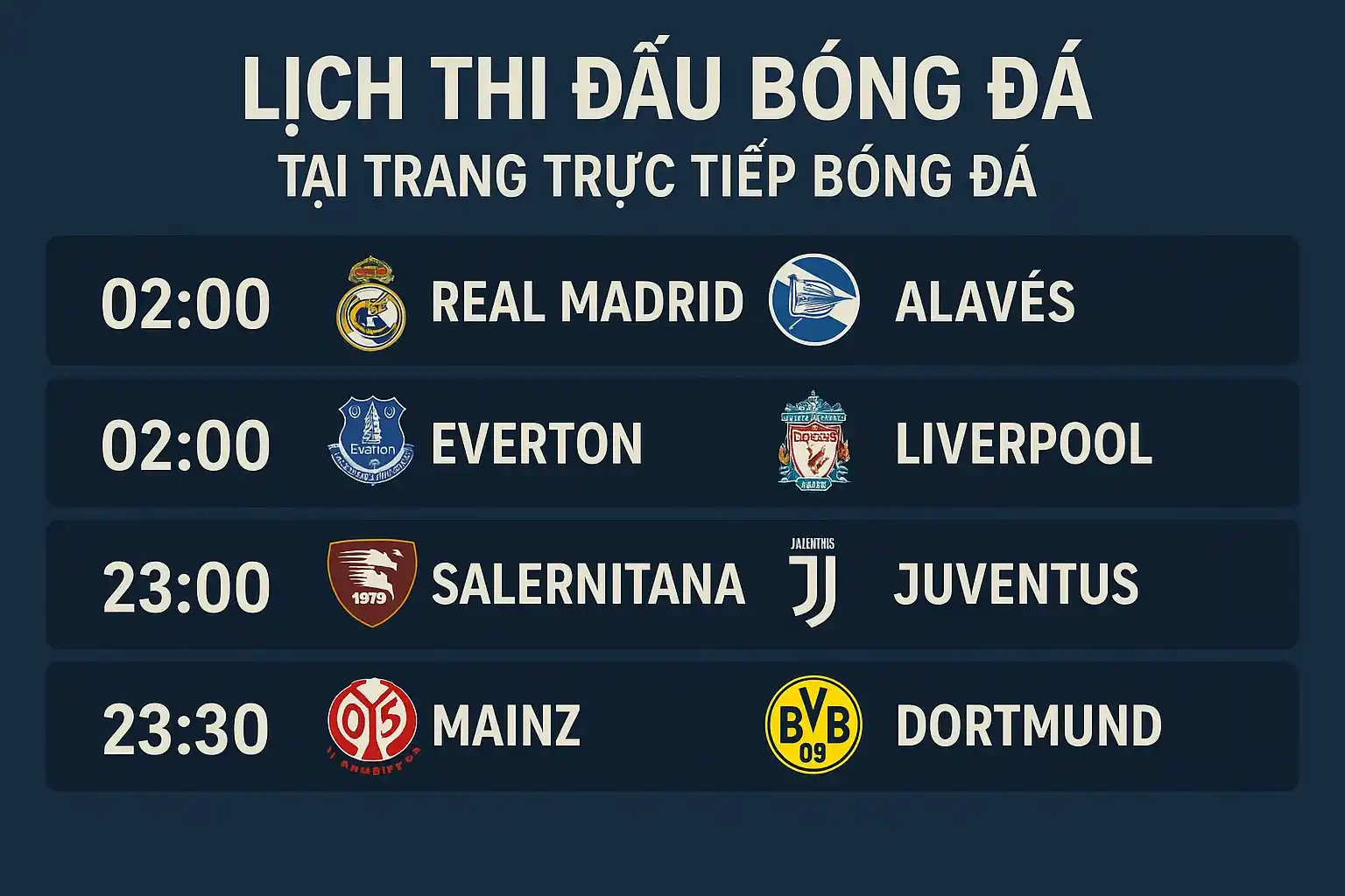 Lịch thi đấu bóng đá hôm nay tại trang trực tiếp bóng đá