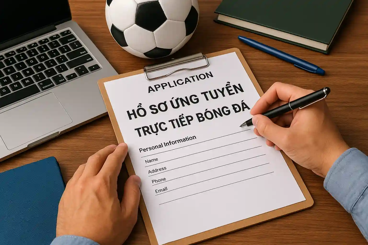 Ứng viên chuẩn bị hồ sơ ứng tuyển vào trang trực tiếp bóng đá